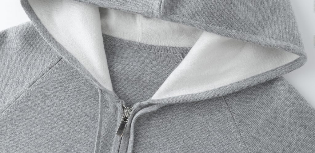 100% wool zippered hooded cardigan