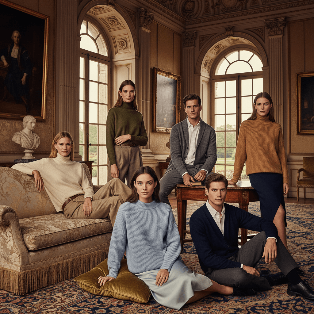 Relaxed old money style Merino wool style photos