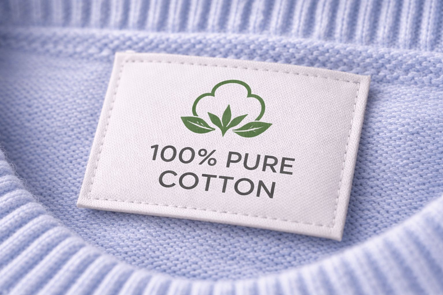 A tag showing 100% pure cotton