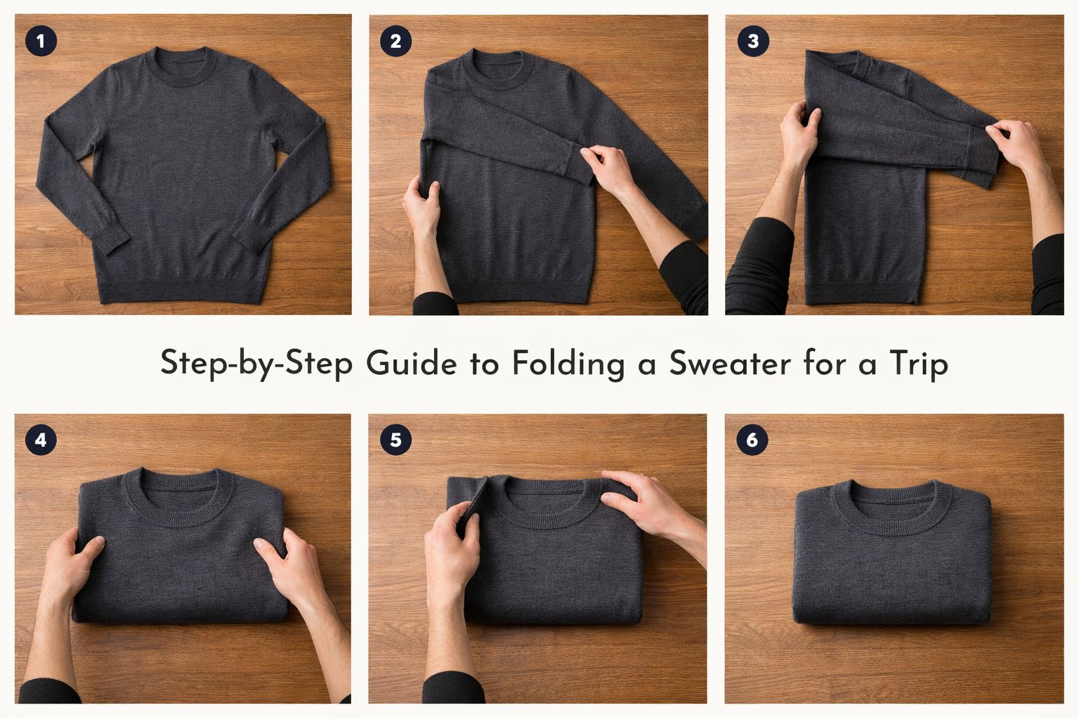 Step-by-step guide to folding a sweater for a trip