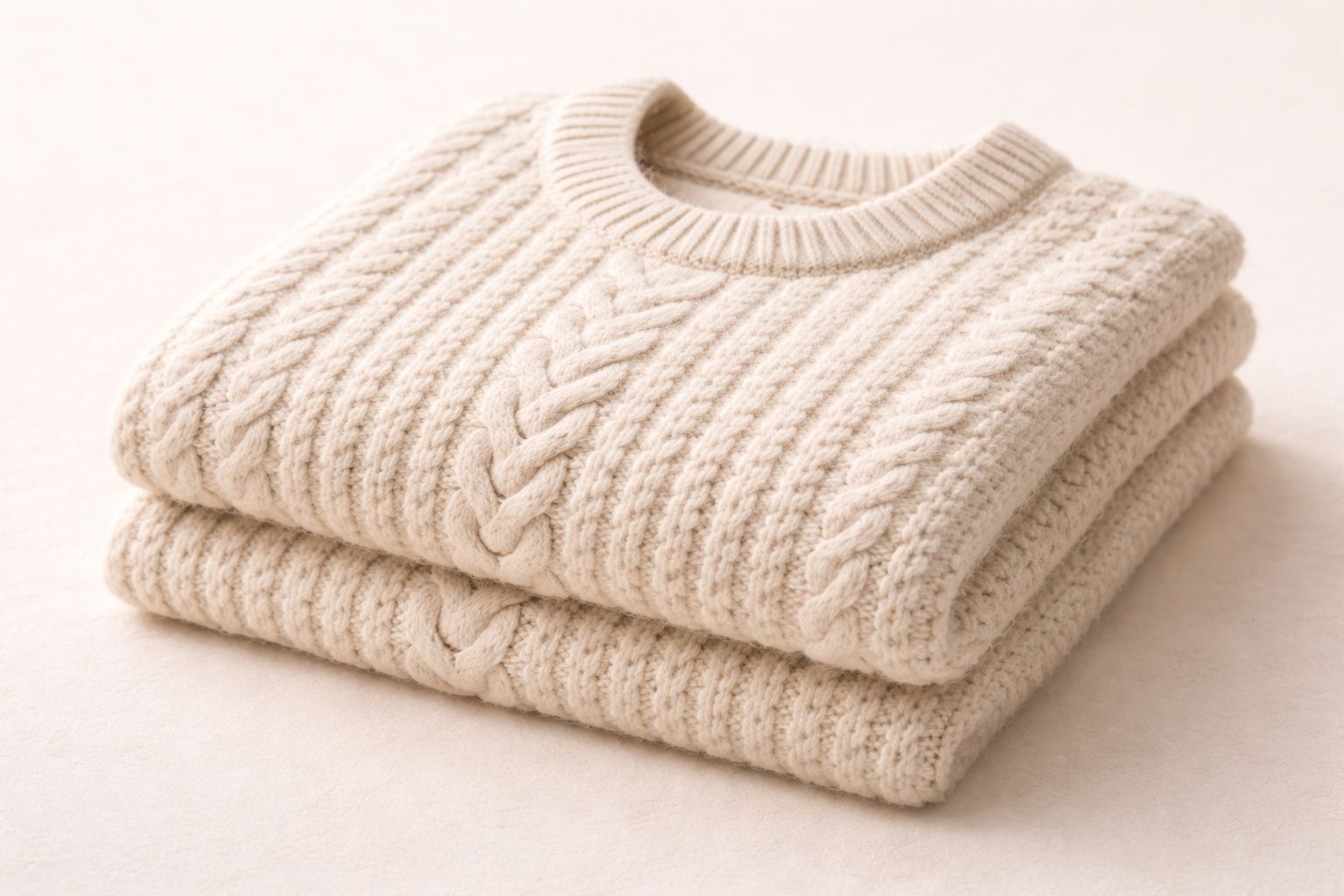 A soft, neatly folded Merino wool sweater