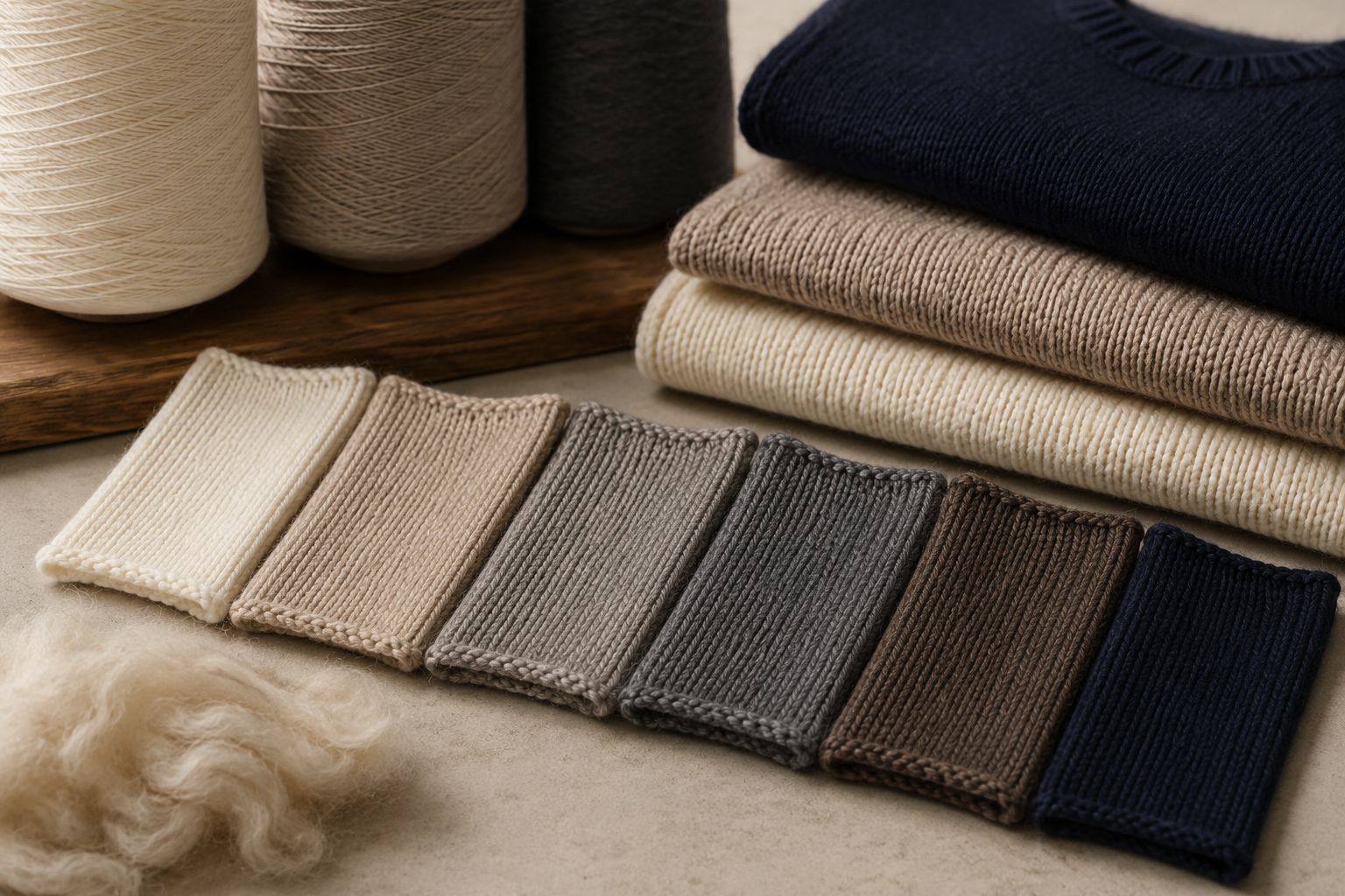 Australian merino wool micron samples and premium sweater swatches