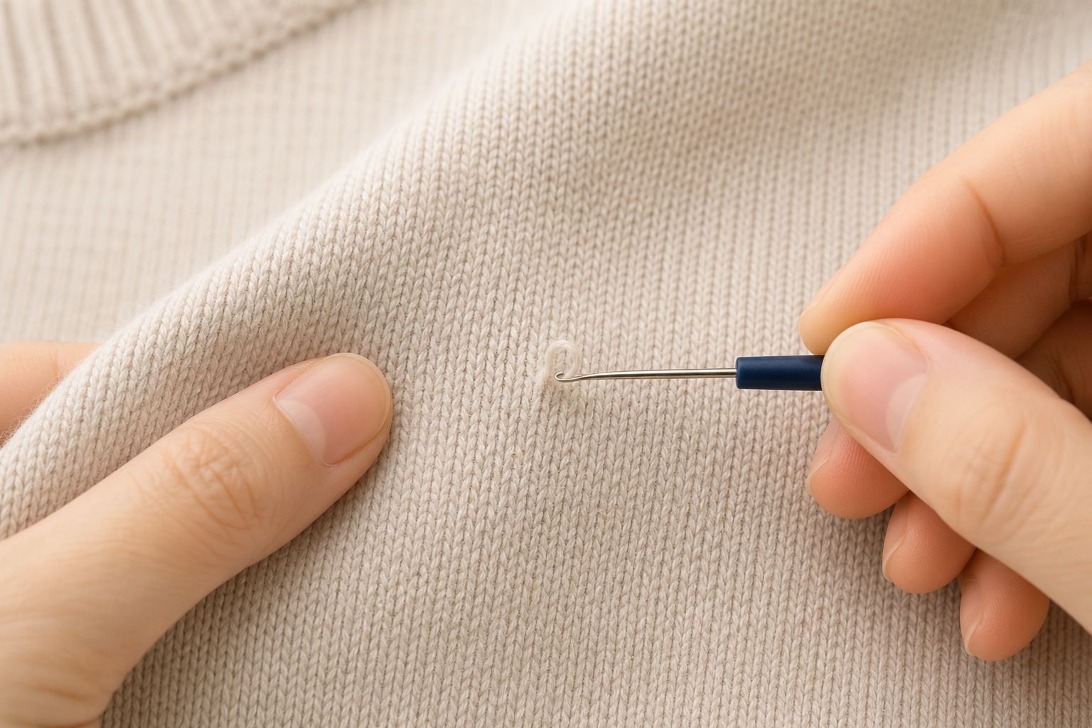 Fixing a wool sweater snag
