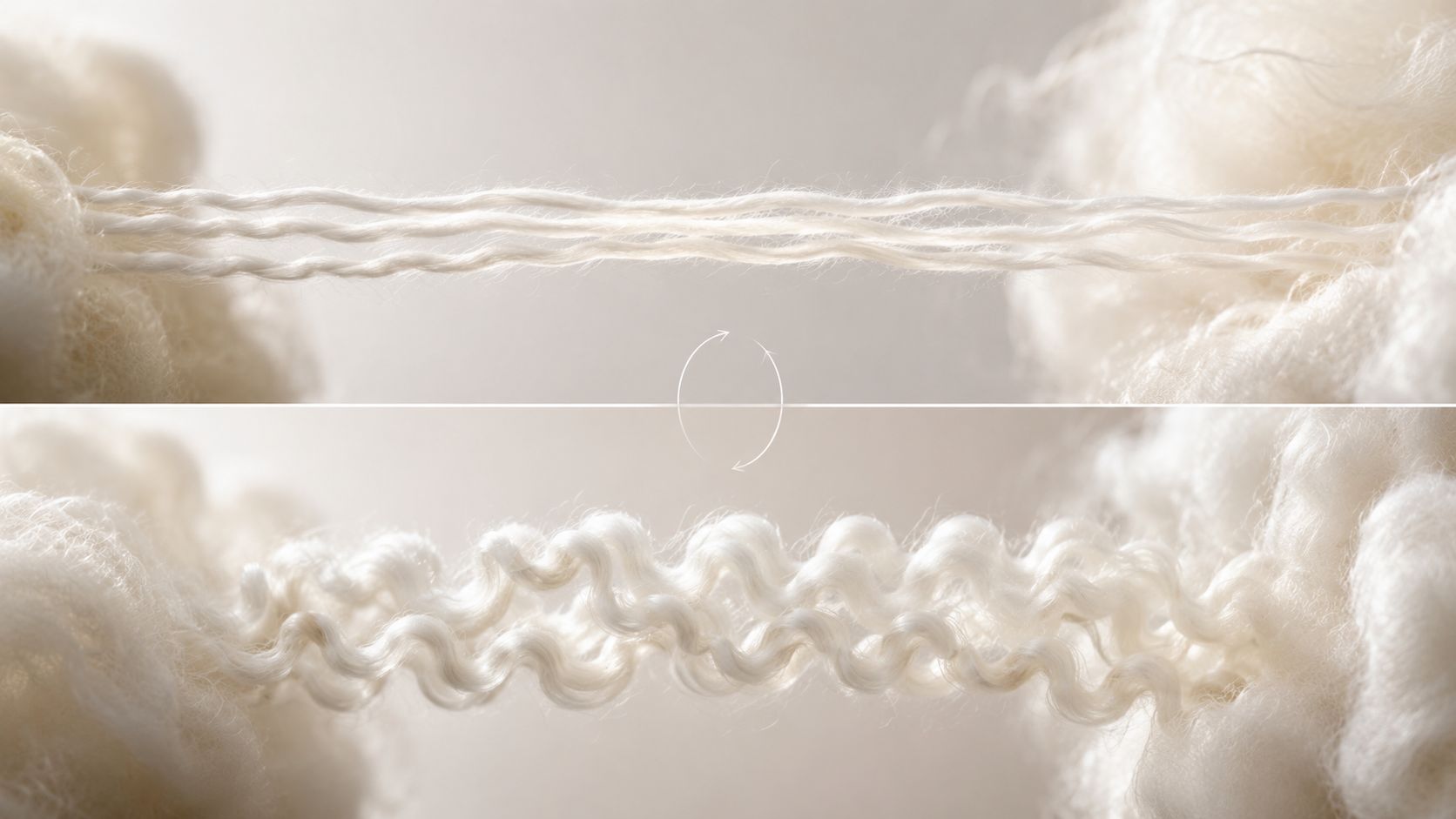 Merino wool crimp structure and natural recovery