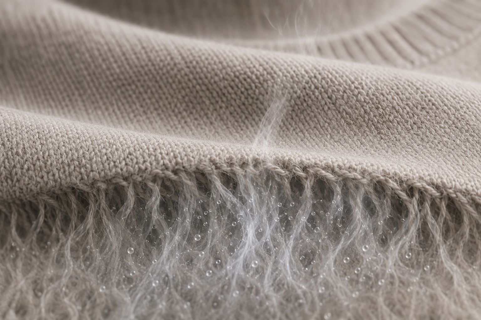 Merino wool fibers absorbing moisture vapor while surface stays dry
