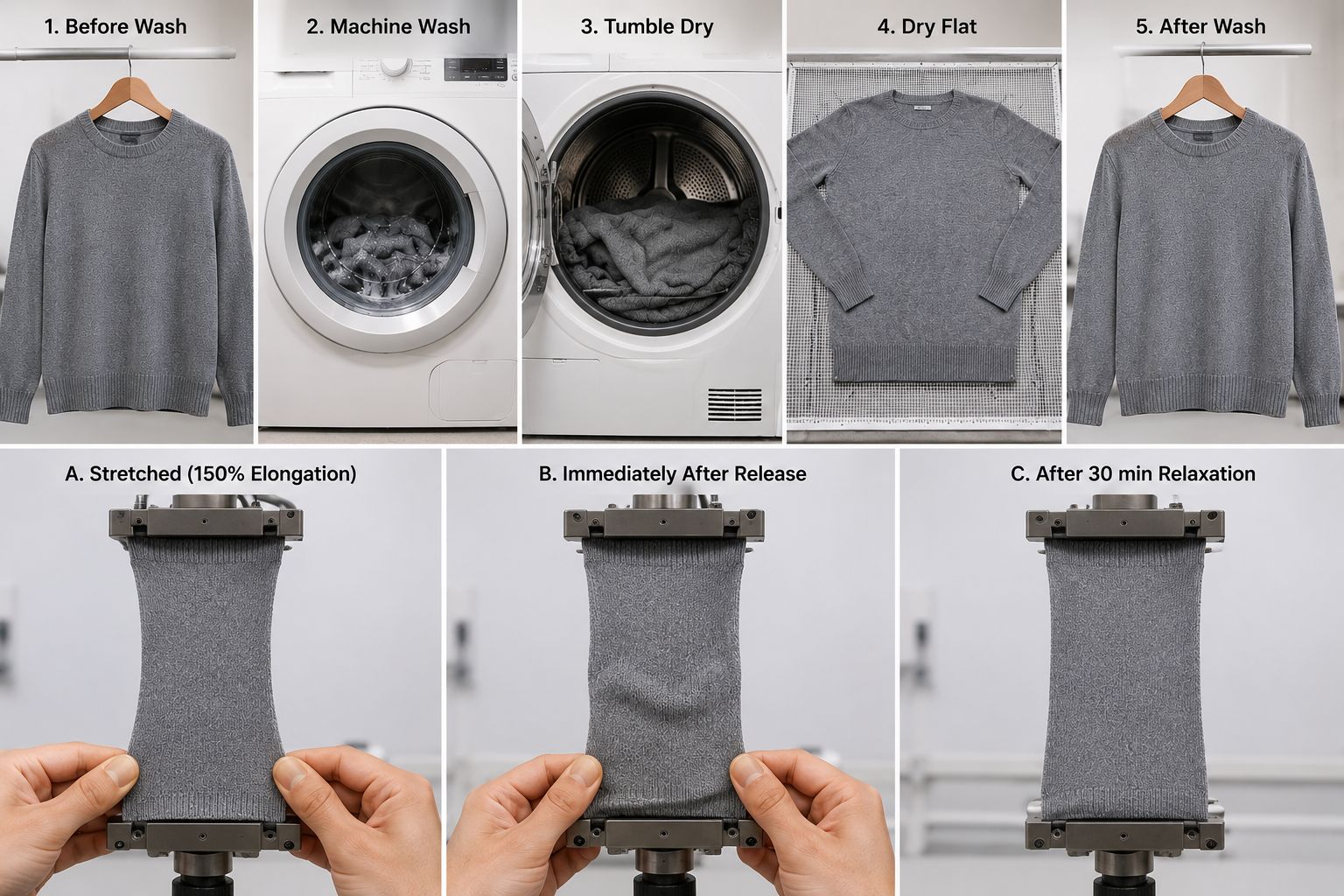 Merino wool wash and recovery testing