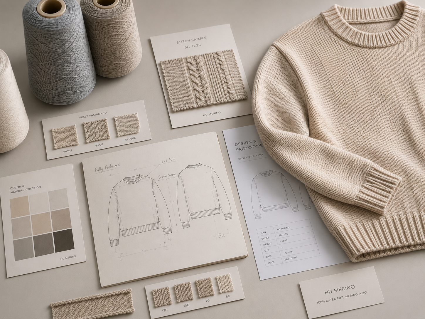 Fully fashioned merino wool pattern programming and prototyping — HD Merino knitwear factory
