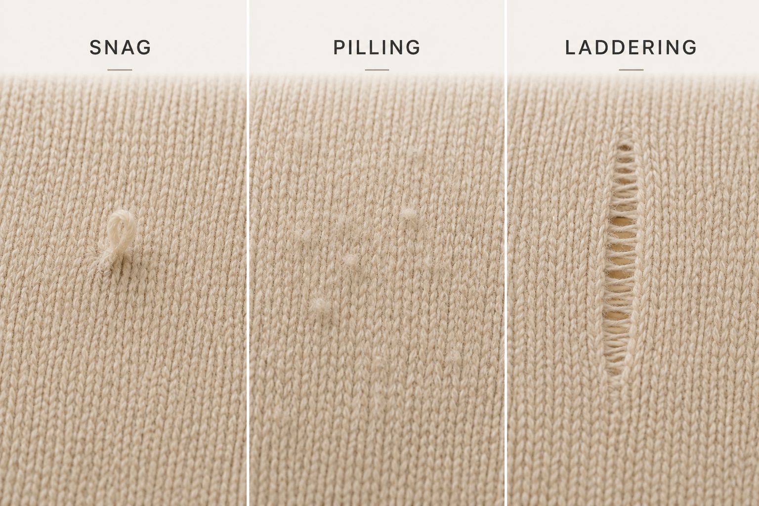 Snag hole pilling and laddering comparison