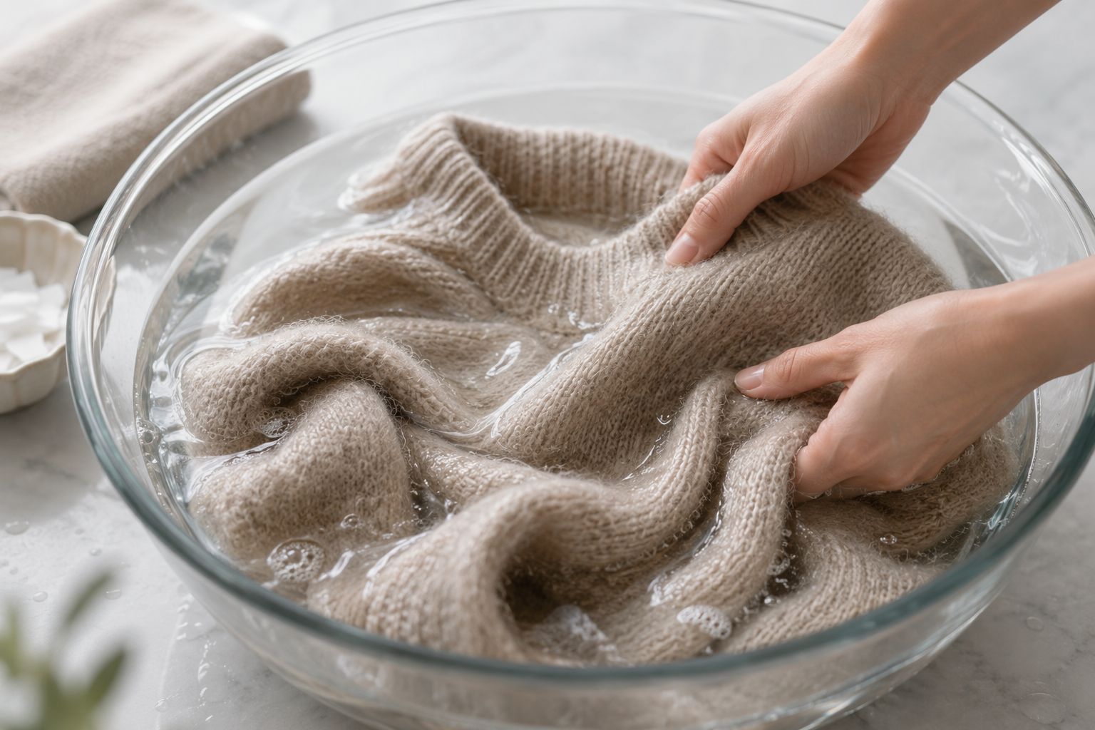 Wool sweater washed in cold water