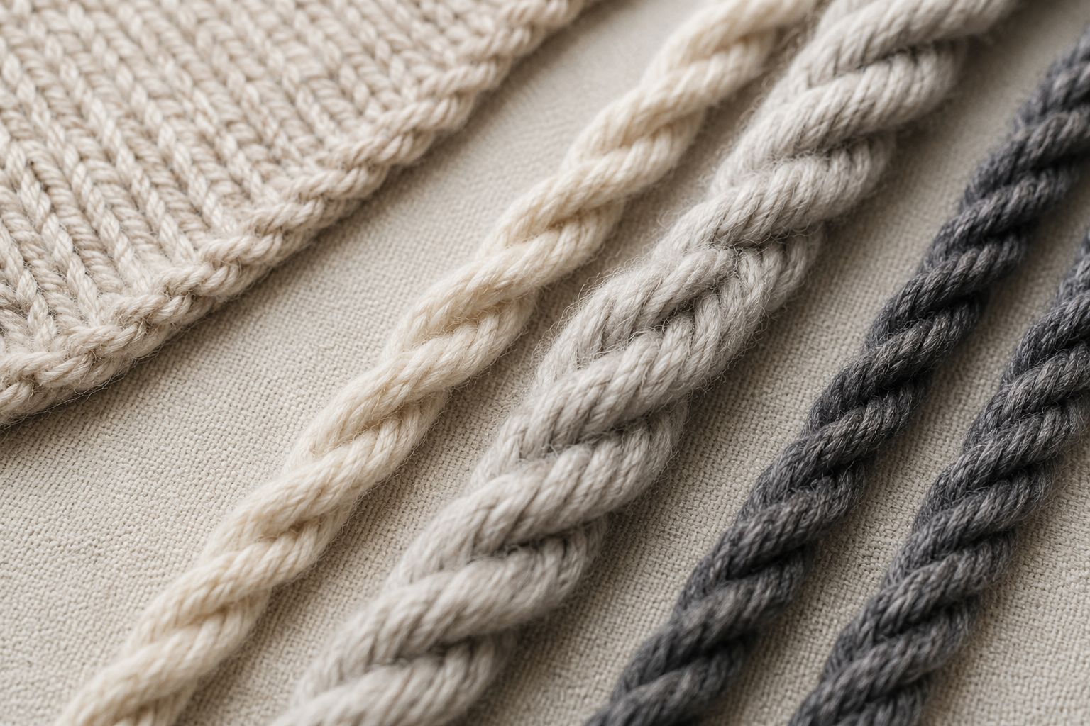Wool yarn twist and ply structure showing fiber stability