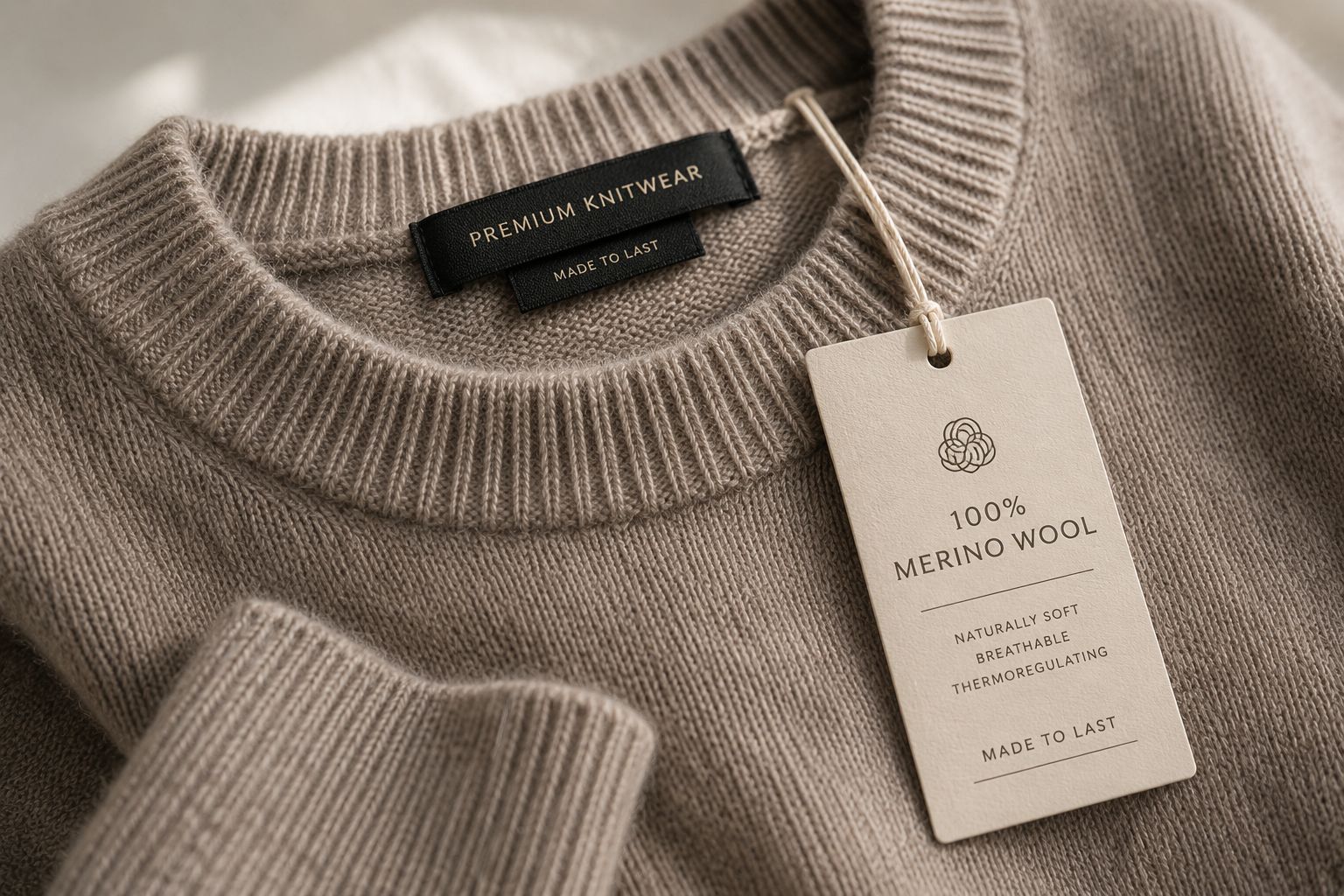 A close-up shot showing the fine texture of Merino wool yarn on a cone